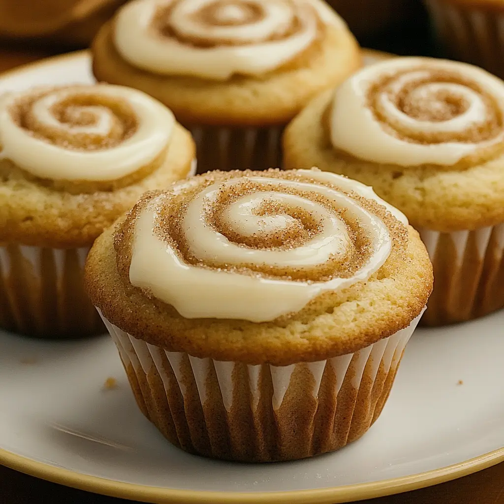 Freshly baked cinnamon sugar swirl muffins on a rustic wooden board, golden and fluffy with visible sugar swirls.

