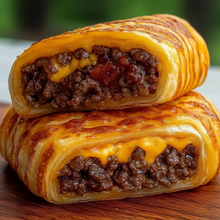 Golden-baked garlic butter beef cheeseburger rollups with melted cheese and herbs on top