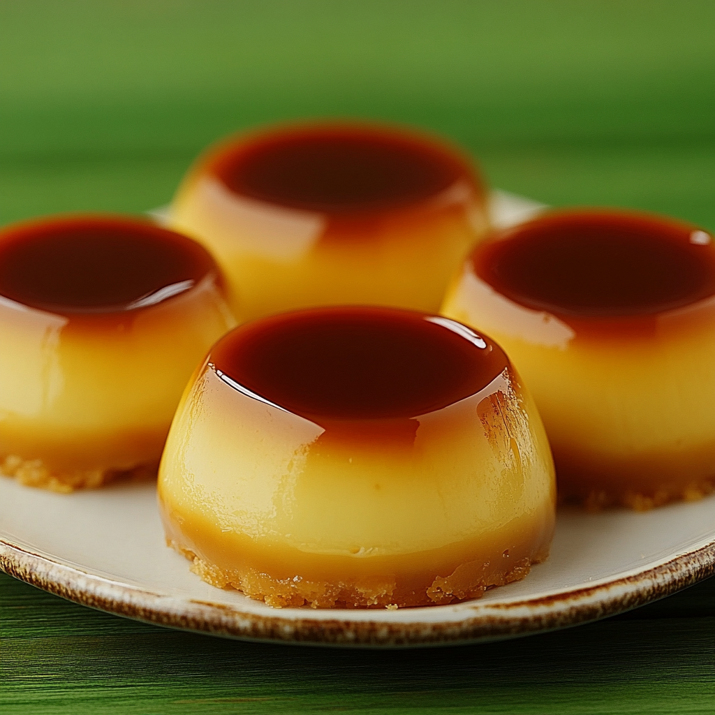 Mini Caramel Flan Cups with creamy custard and glossy caramel topping