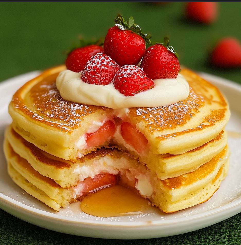 Strawberry Cream Cheese Stuffed Pancakes Recipe