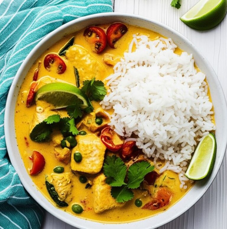 Coconut Lime Fish Curry with Jasmine Rice