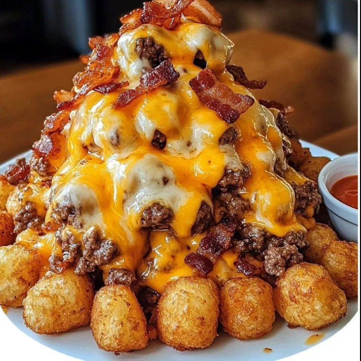 Loaded Cheeseburger Tater Tot Tower