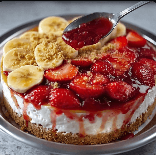 No-Bake Banana Strawberry Cheesecake Delight 1 Banana Strawberry Cheesecake