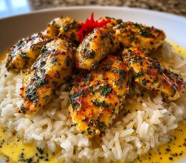 Chicken Scampi with Creamy Garlic Parmesan Rice
