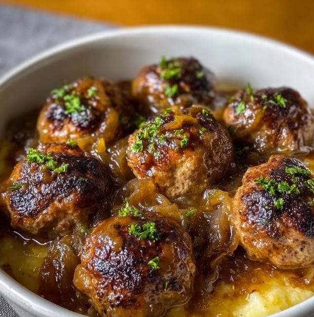 French Onion Meatballs