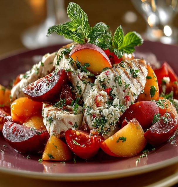 Peach Basil Chicken Salad Fresh, Easy and Bursting with Flavor