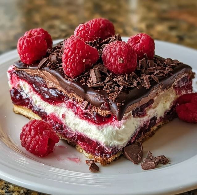 Raspberry Chocolate Lasagna Dessert