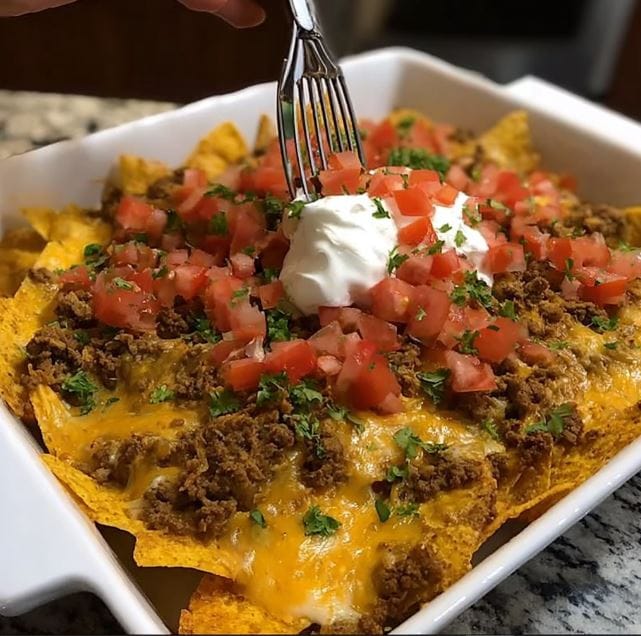 Loaded Beef Nacho Bake