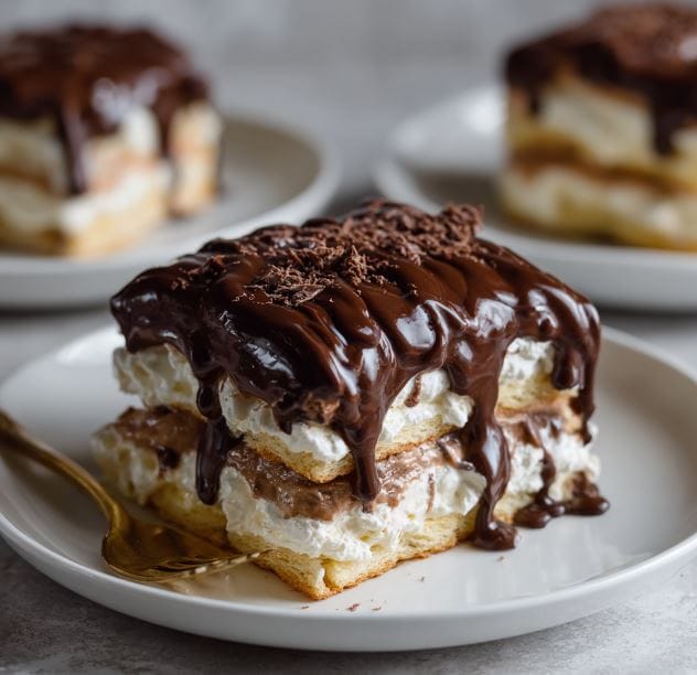 No Bake Chocolate Eclair Cake