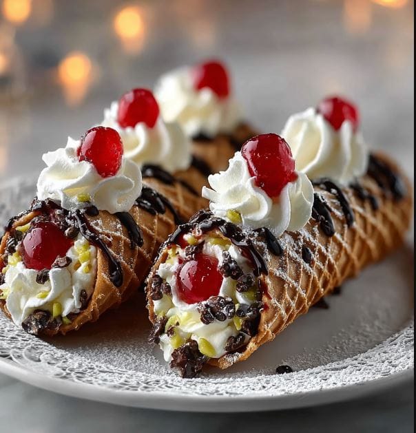 Pizzelle Cannoli with Ricotta Fillingf