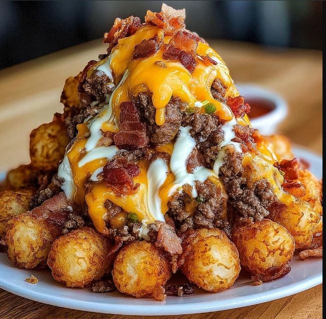 Bacon Cheeseburger Stuffed Tater Tot Cones – Crispy, Cheesy & Epic 2 Bacon Cheeseburger Stuffed Tater Tot Cones