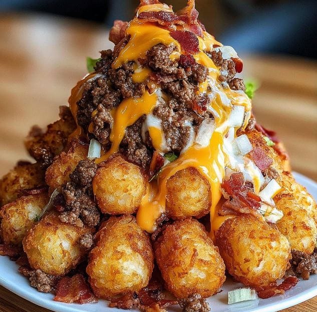 Bacon Cheeseburger Stuffed Tater Tot Cones