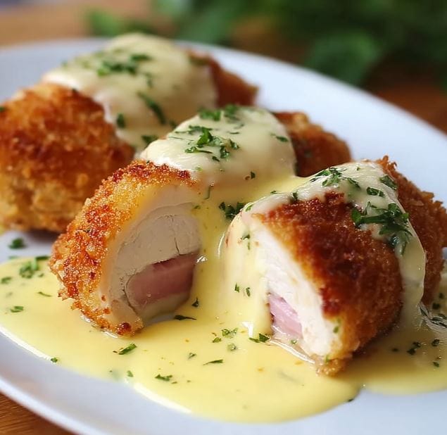Baked Chicken Cordon Bleu with Dijon Swiss Sauce: Crispy, Creamy & Holiday-Perfect 2 Baked Chicken