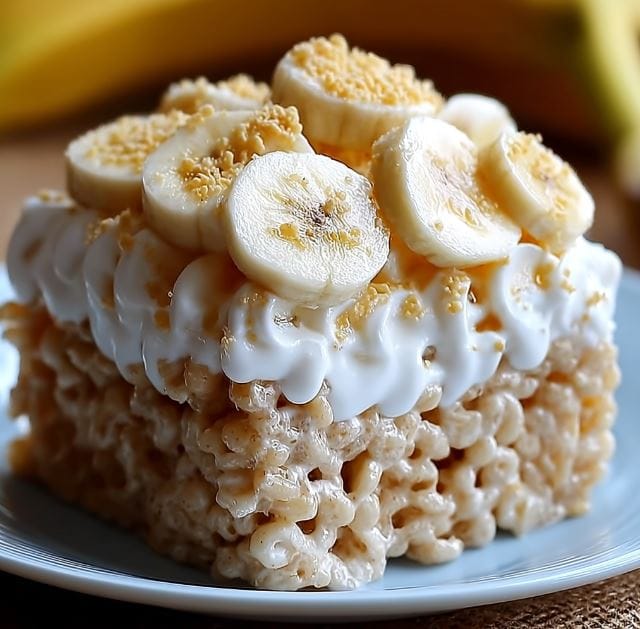 Banana Pudding Rice Krispie Treats – Gooey, Crunchy & Easy No-Bake Dessert 1 Banana Pudding Rice Krispie Treats