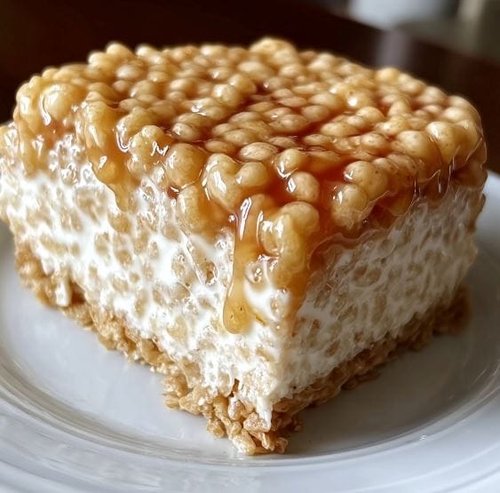 Caramel Rice Krispie Cheesecake Bars: Crunchy, Creamy, and Irresistible 2 Caramel Rice Krispie Cheesecake