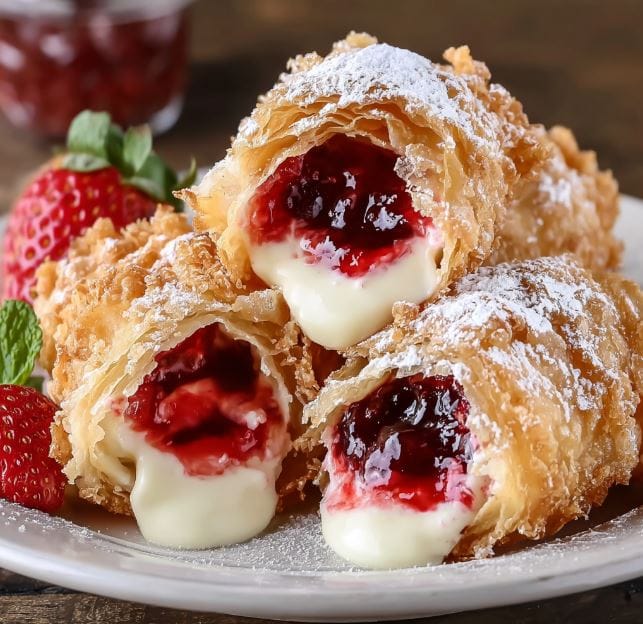 Deep Fried Strawberry Cheesecake Pies