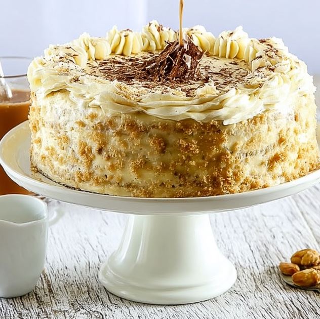 Indulgent Banana Caramel Crumb Cake with Whipped