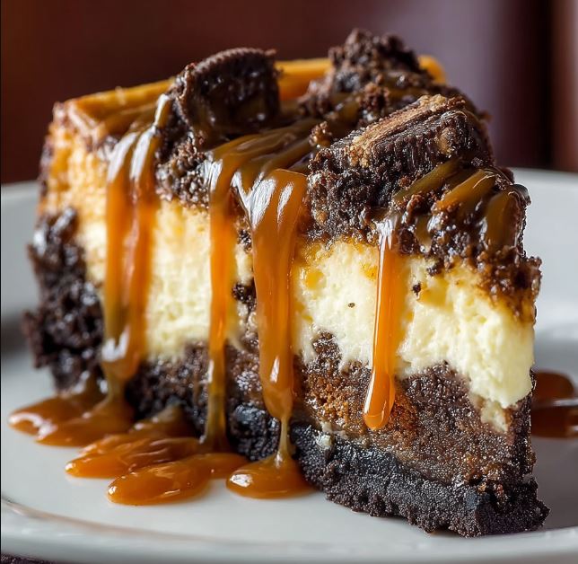Indulgent Fudgy Brownie Cheesecake with Caramel Delight 1 Indulgent Fudgy Brownie Cheesecake with Caramel Delight