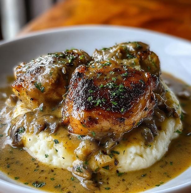 Smothered Chicken Thighs Gravy: A Comforting Homestyle Meal 2 Savory Smothered Chicken Thighs with Creamy Gravy Delight