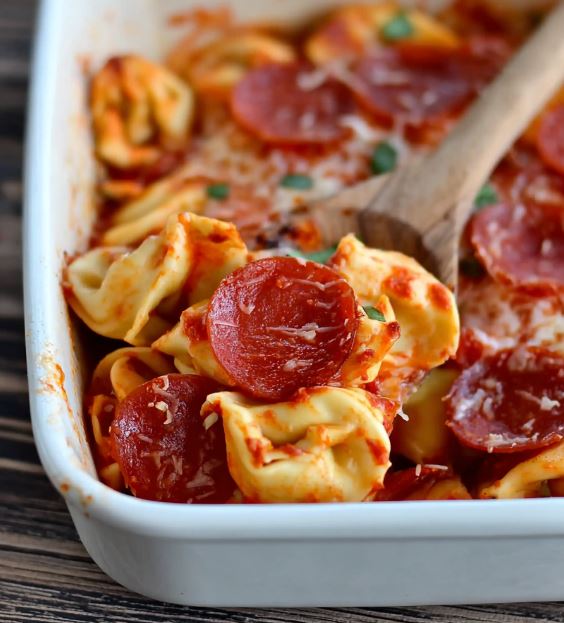 Cheesy Tortellini Pepperoni Pizza Bake for Cozy Nights