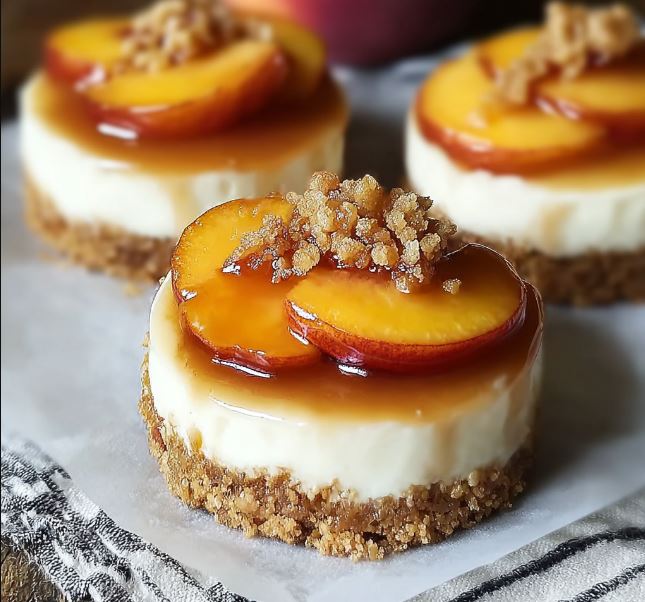 Mini Peach Cobbler Cheesecakes