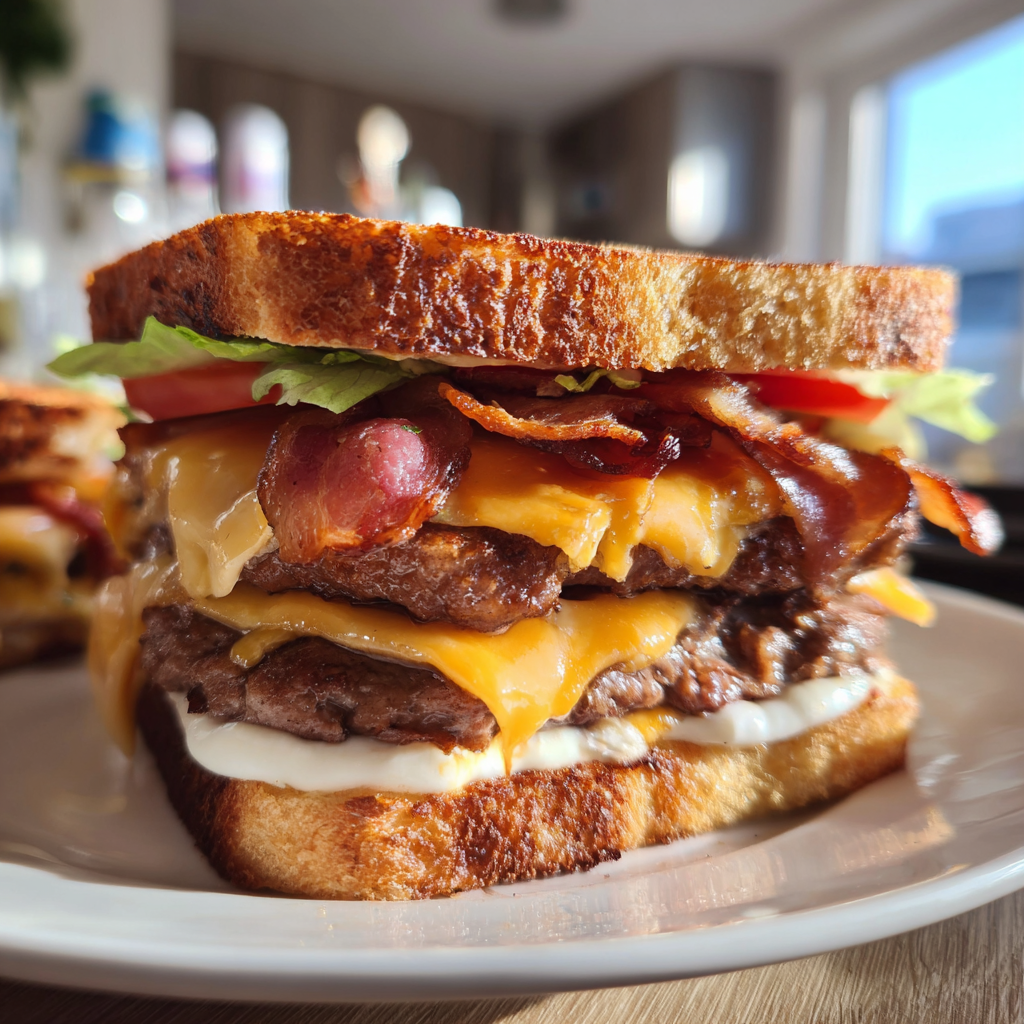 Mouthwatering Bacon Cheeseburger Grilled Sandwich 1 Bacon Cheeseburger Grilled Sandwich