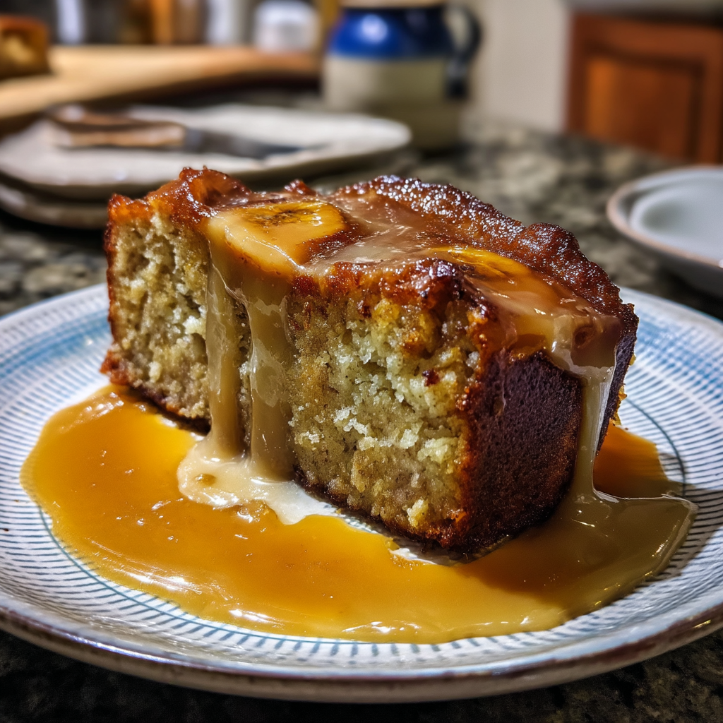 Delectable Banana Caramel Pudding Cake: A Heavenly Indulgence 2 Banana Caramel Pudding Cake from another angle