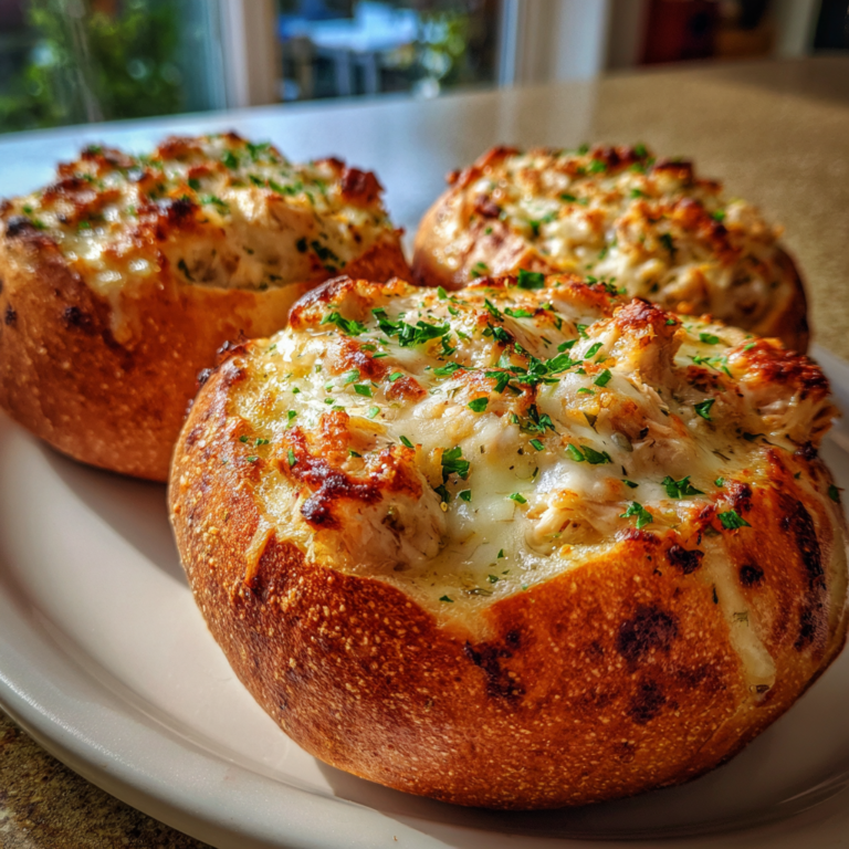 Chicken Alfredo Bread Bowls