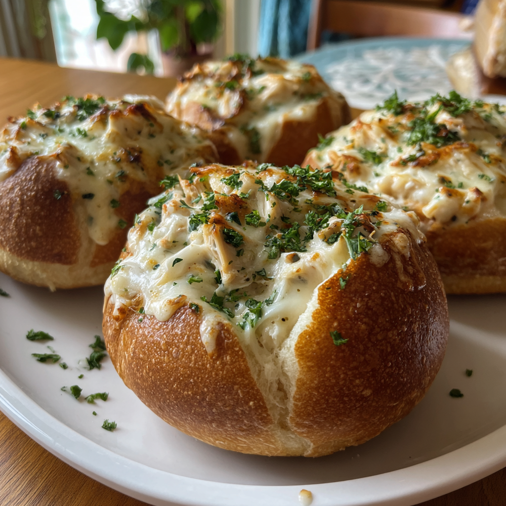 Chicken Alfredo Bread Bowls: Cozy, Creamy Comfort in a Bite 2 Chicken Alfredo Bread Bowls