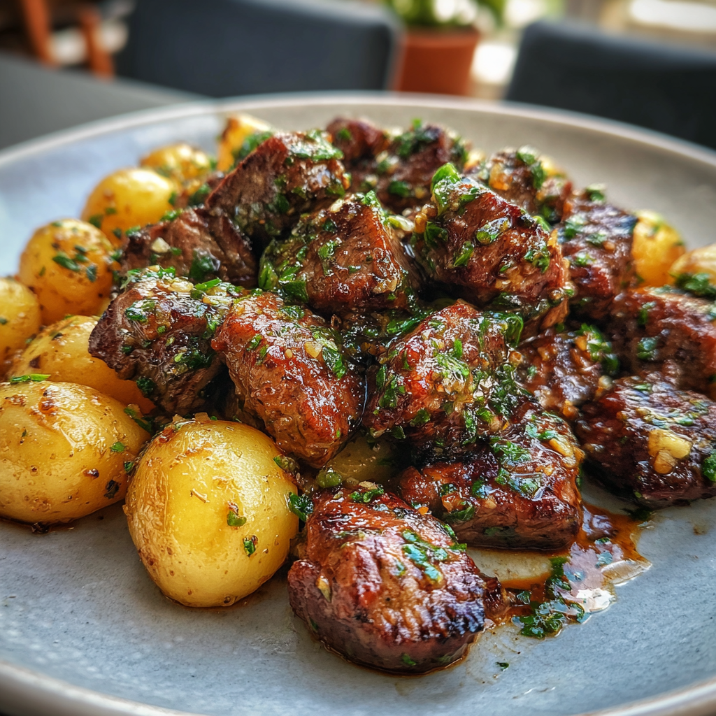 Savory Garlic Butter Steak Bites & Crispy Potatoes 2 Garlic Butter Steak Bites & Potatoes