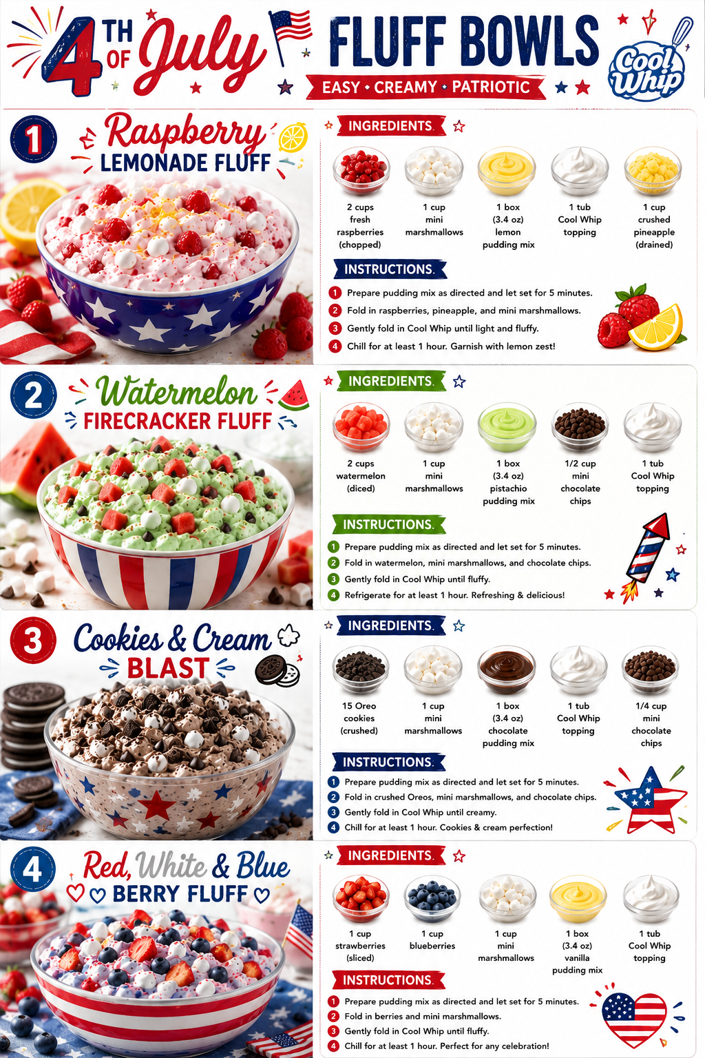 4th of July Fluff Bowls