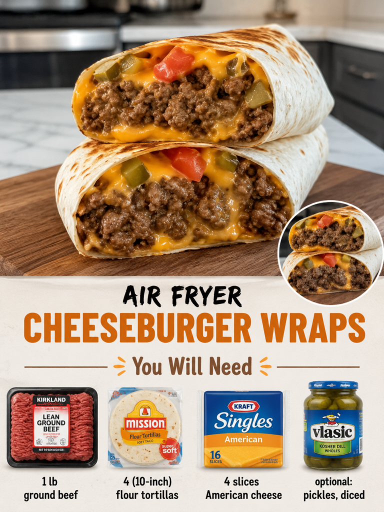 Air Fryer Cheeseburger Wraps