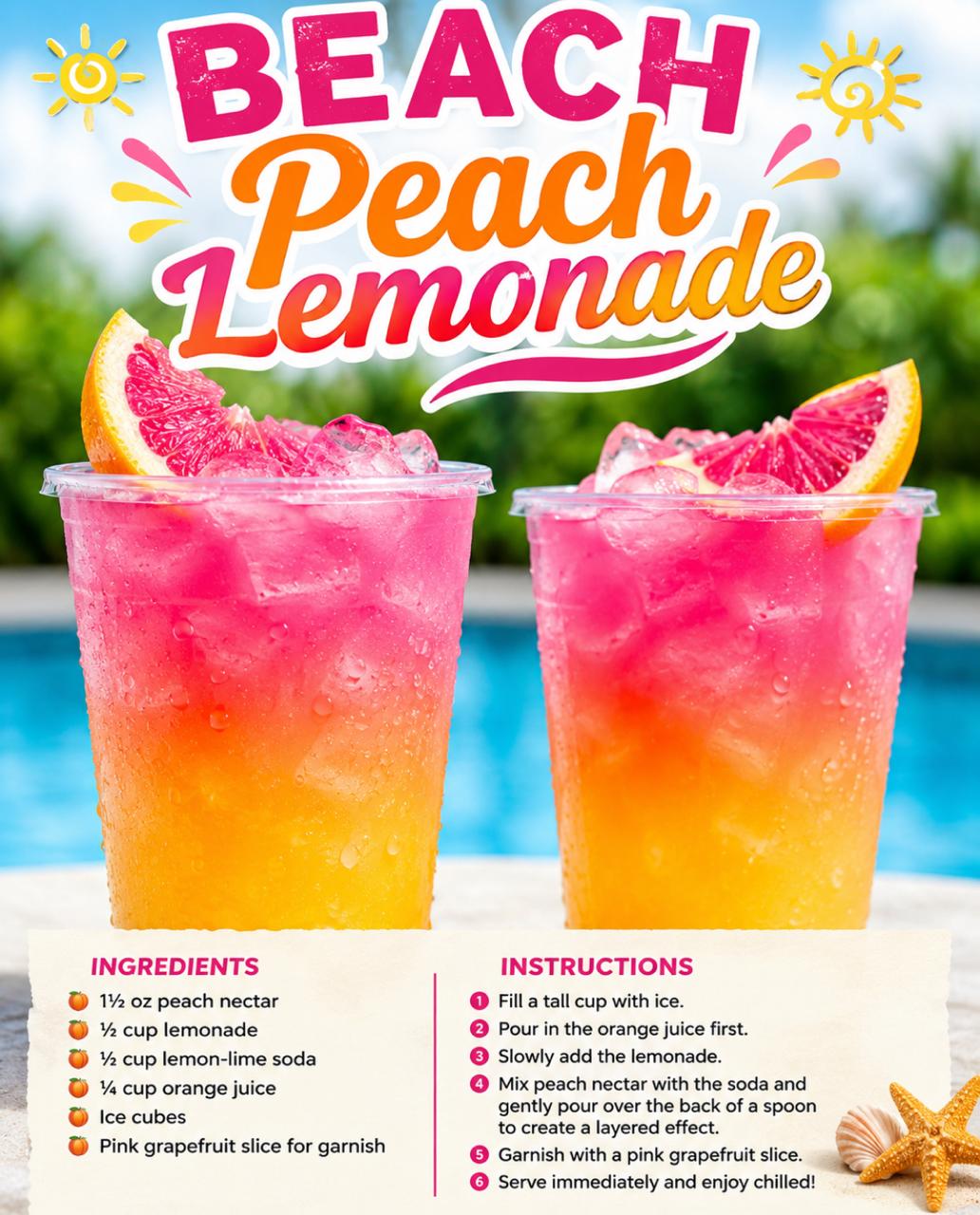 Refreshing Beach Peach Lemonade - A Summery Sip of Sunshine 1 Beach Peach Lemonade