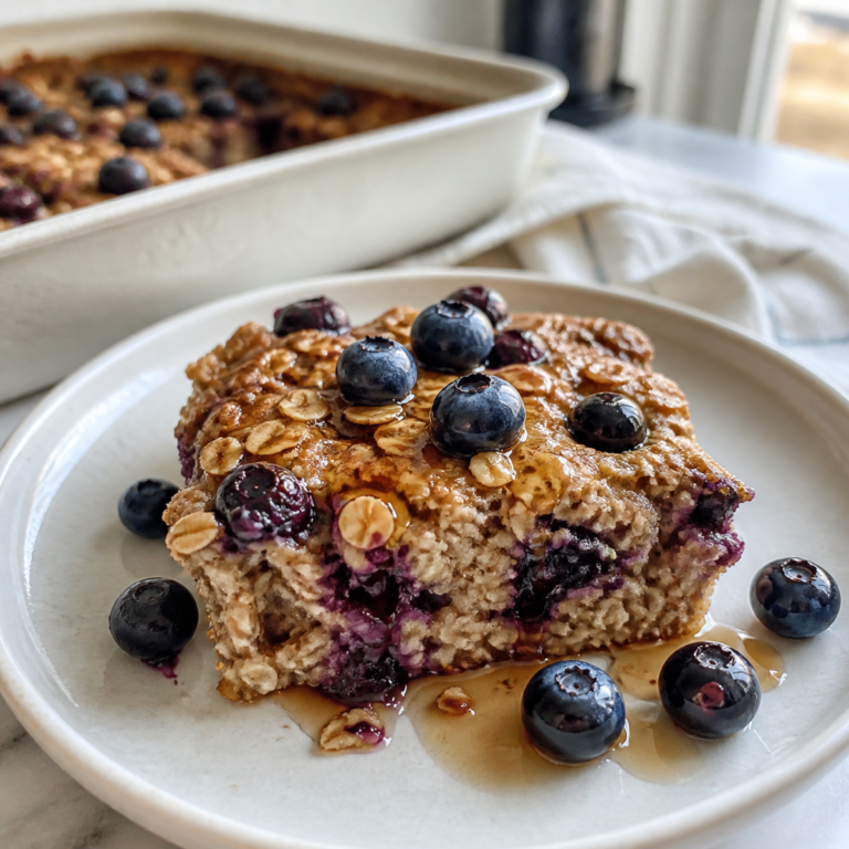 Blueberry Baked Oatmeal (Cozy Breakfast Bake!)