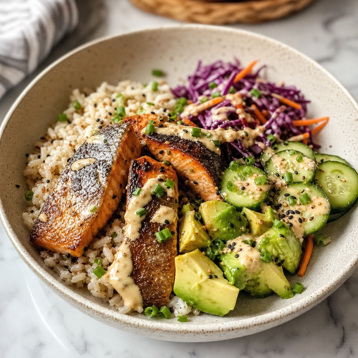 Salmon Bowls: Protein-Packed Meal Prep with Crispy Skin and Fresh Toppings