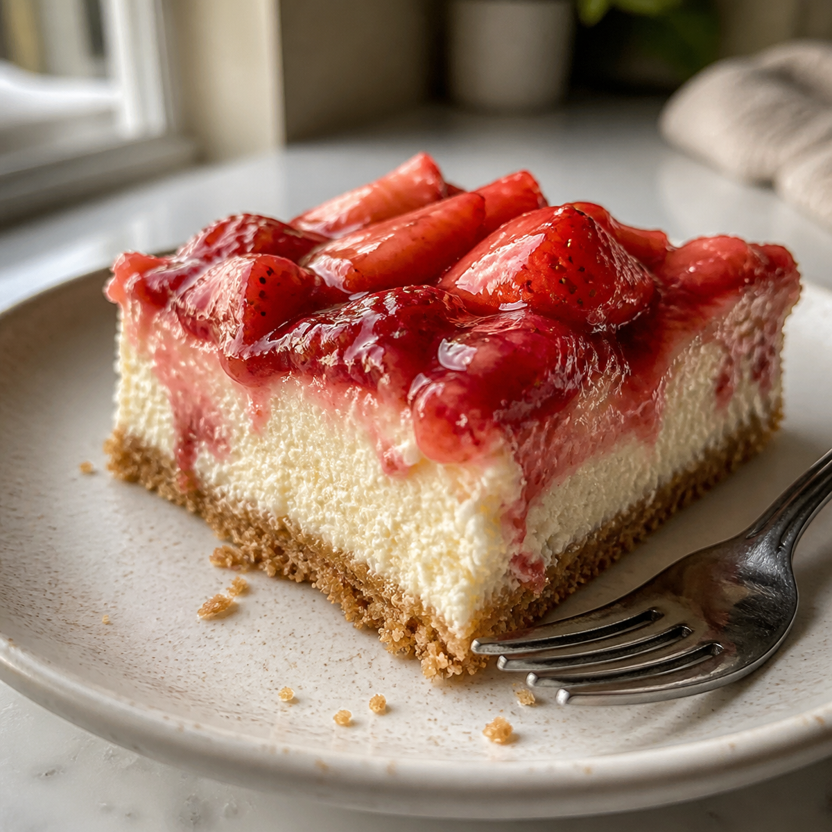 Strawberry Cheesecake Bars Recipe (Easy & Creamy!) 1 Strawberry Cheesecake Bars Recipe (Easy & Creamy!)