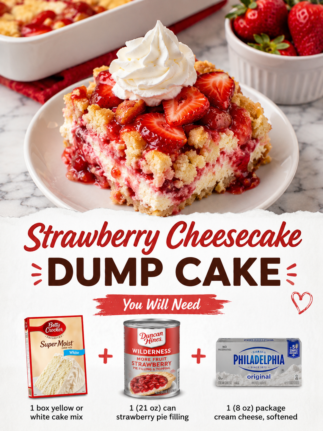 Indulgent Strawberry Cheesecake Dump Cake: A Decadent Delight 2 Strawberry Cheesecake Dump Cake