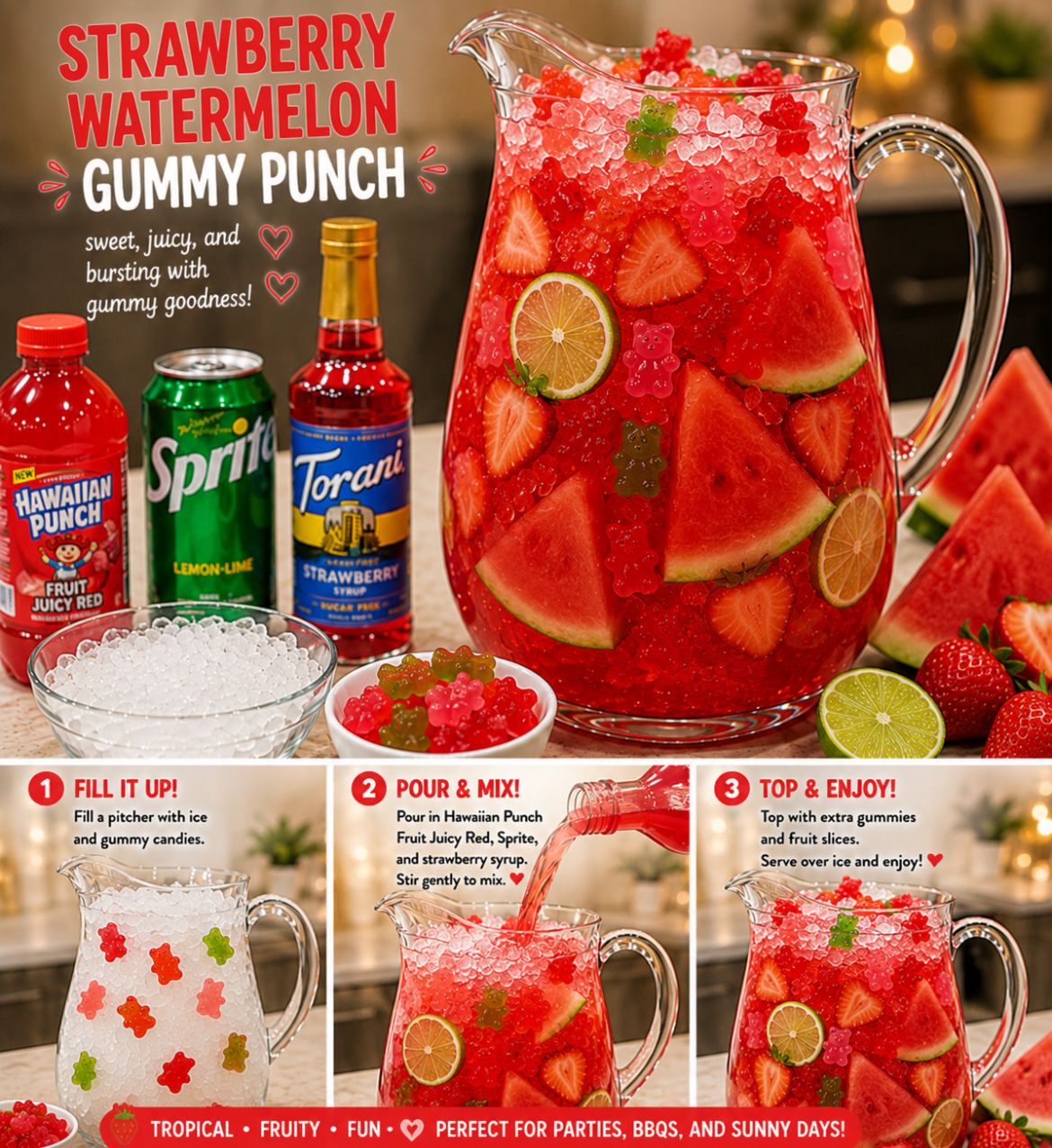 Deliciously Fruity Strawberry Watermelon Gummy Punch 1 Strawberry Watermelon Gummy Punch