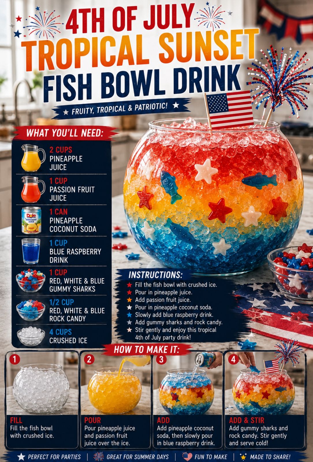 Tropical Sunset Fish Bowl: Sip Paradise in a Glass 1 Tropical Sunset Fish Bowl Drink
