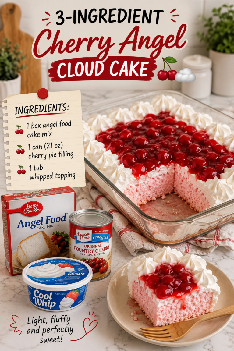 3-Ingredient Cherry Angel Cloud Cake