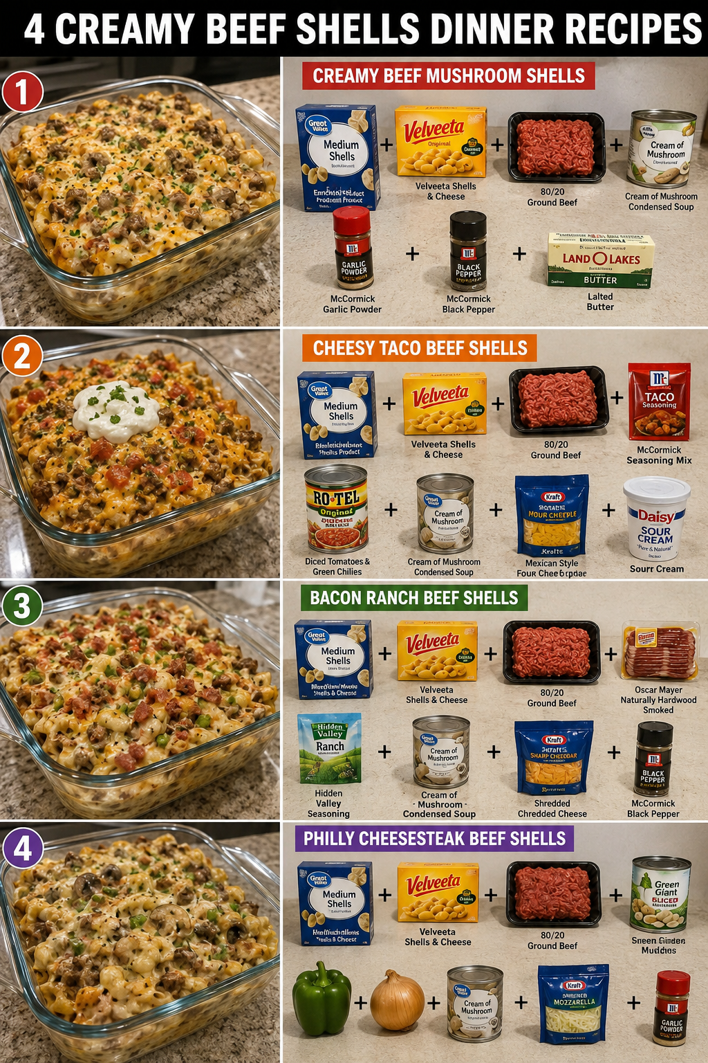 4 Creamy Beef Shells Dinner Recipes 1 4 Creamy Beef Shells Dinner Recipes