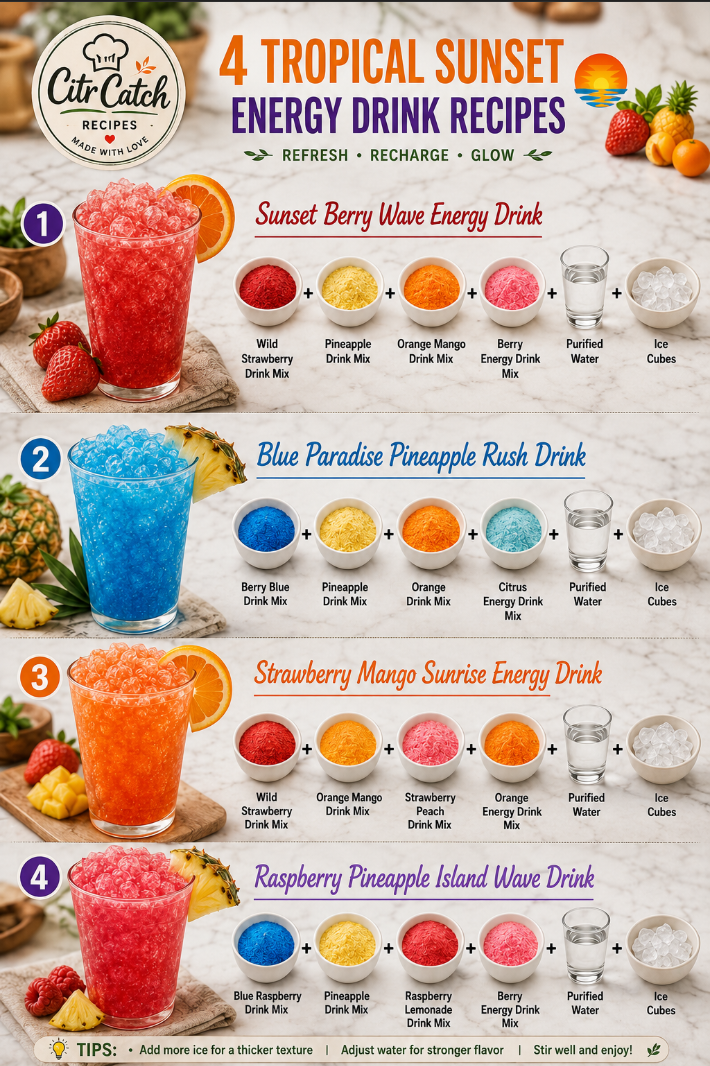 4 Tropical Sunset Energy Drink Recipes
