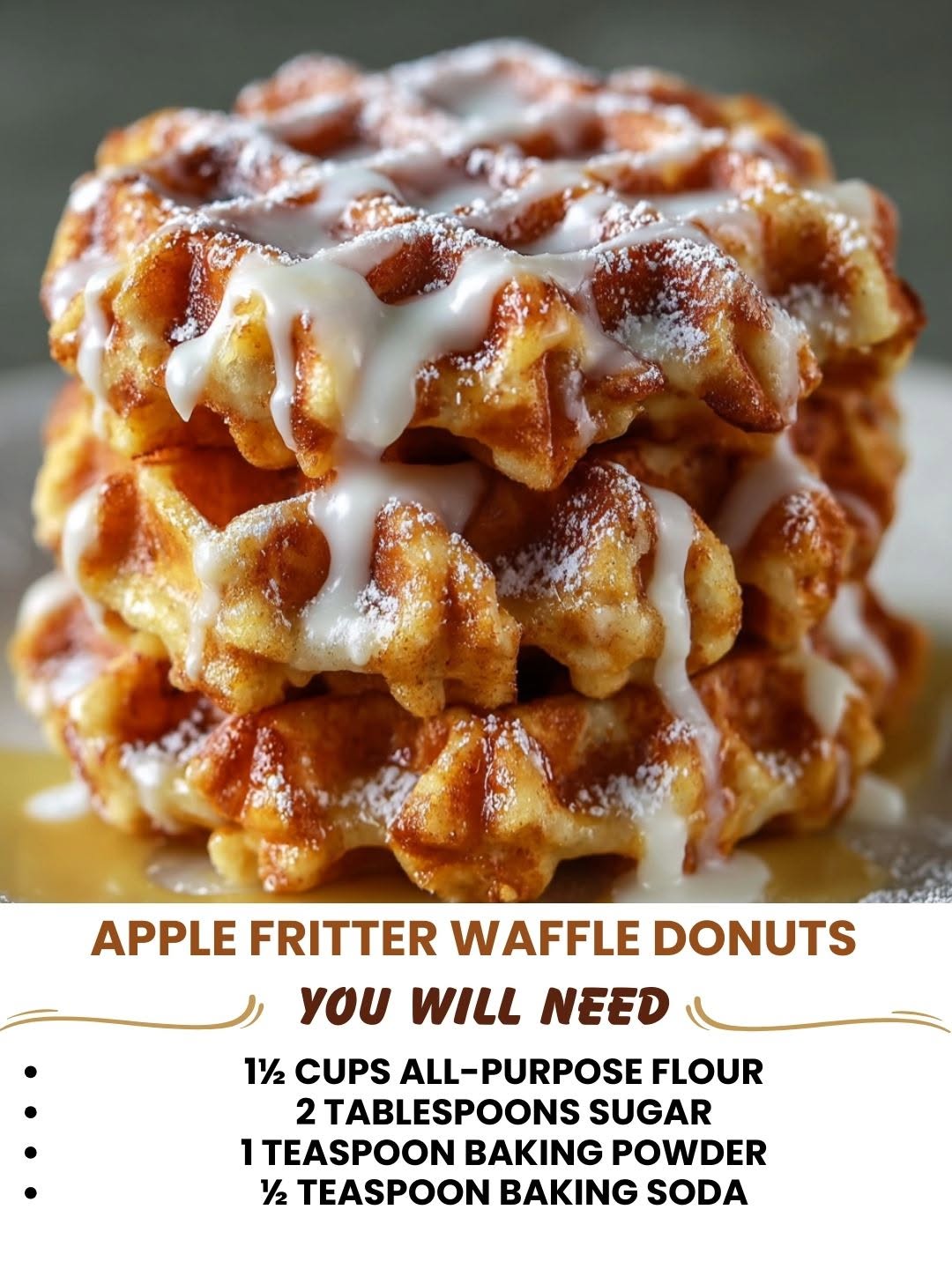 Apple Fritter Waffle Donuts Recipe 1 Apple fritter waffle donuts with glaze