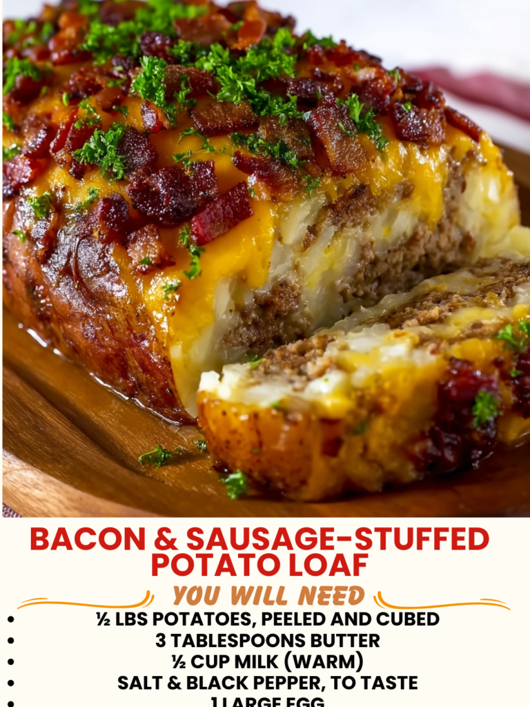 Bacon & Sausage-Stuffed Potato Loaf