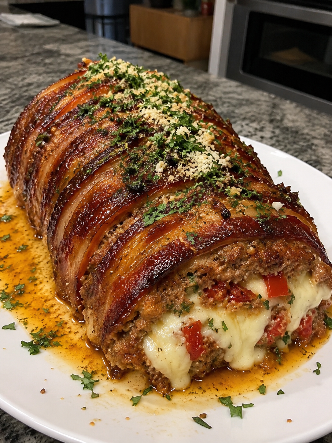 Bacon-Wrapped Stuffed Meatloaf 1 Bacon-Wrapped Stuffed Meatloaf