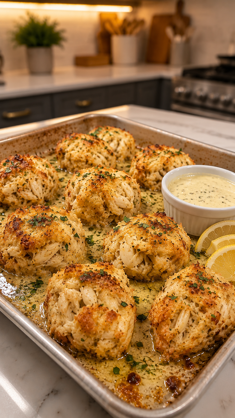 Baked Crab Cakes with Lemon Herb Sauce 1 Baked Crab Cakes with Lemon Herb Sauce