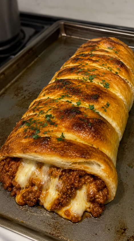 Baked Meat and Cheese Stuffed Pastry