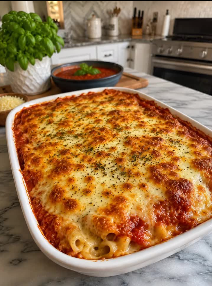 Baked Pasta with Marinara and Cheese