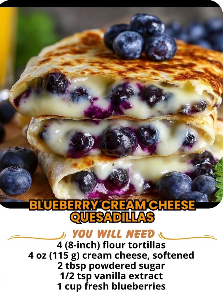 Blueberry cream cheese quesadillas on a plate