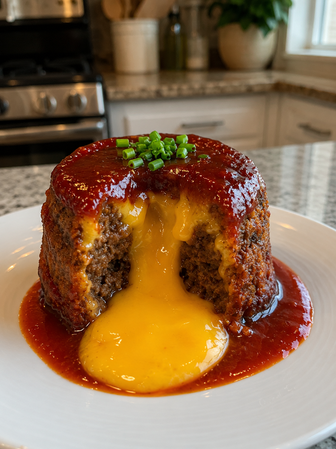 Cheese-Stuffed Meatloaf with Tomato Sauce